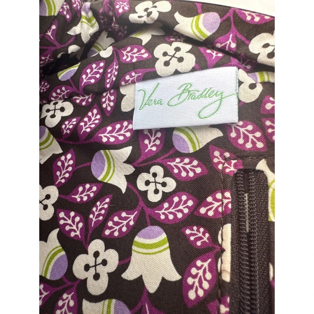 Vera Bradley Java Blue Floral Quilted Kiss Lock Frame Bag Satchel Purse‎ Brown